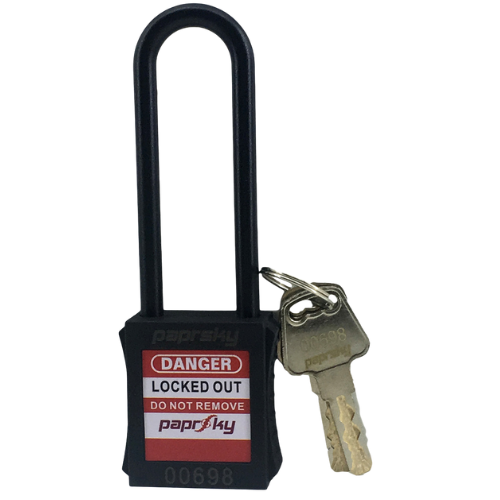 Safety Lockout Dielectric Padlock Black PS LOTO PPNR-76 (Dielectric Long Shackle)